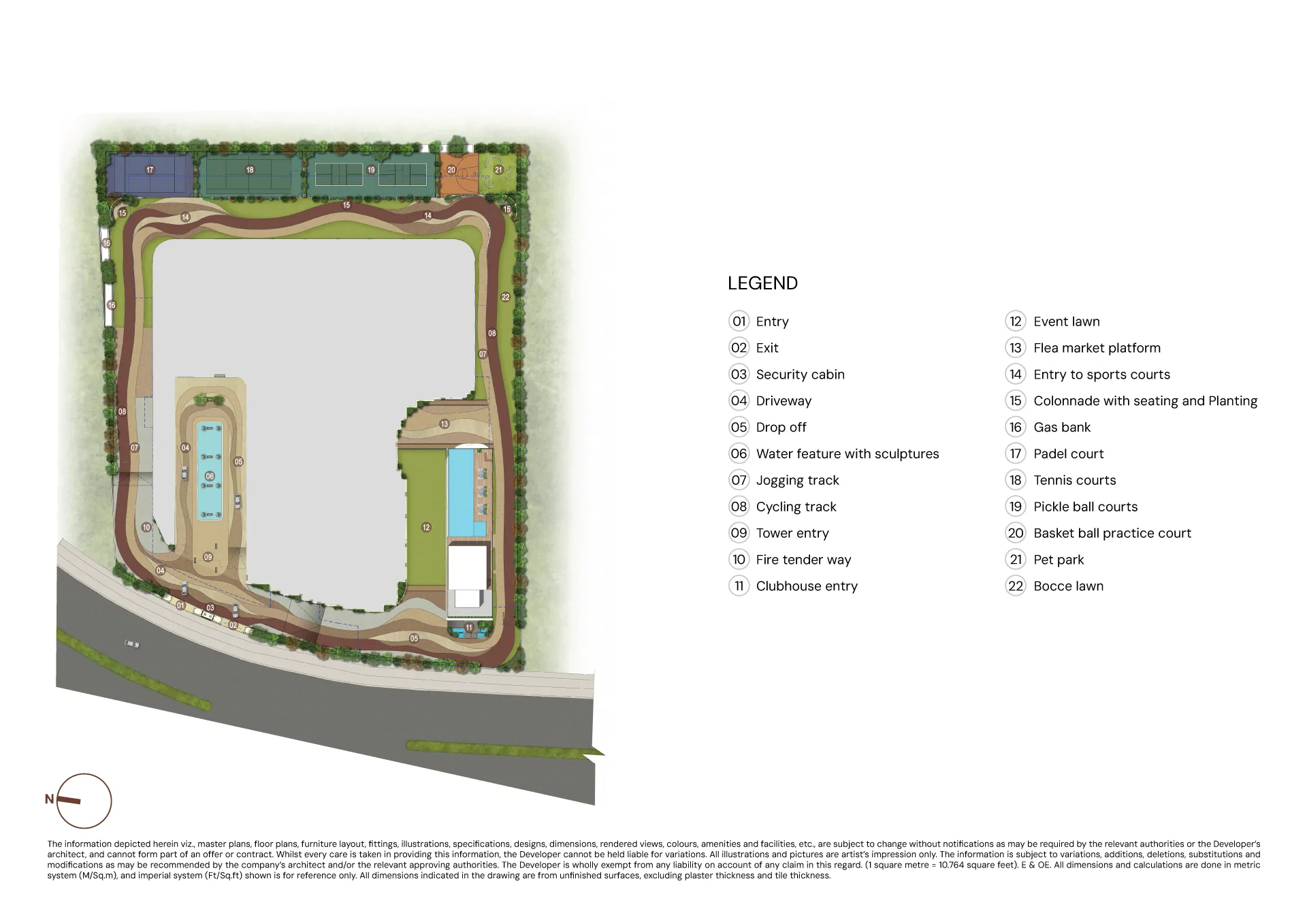 Brigade Barcelona master plan — single tower on 4.05 acres at Neopolis Plot 20