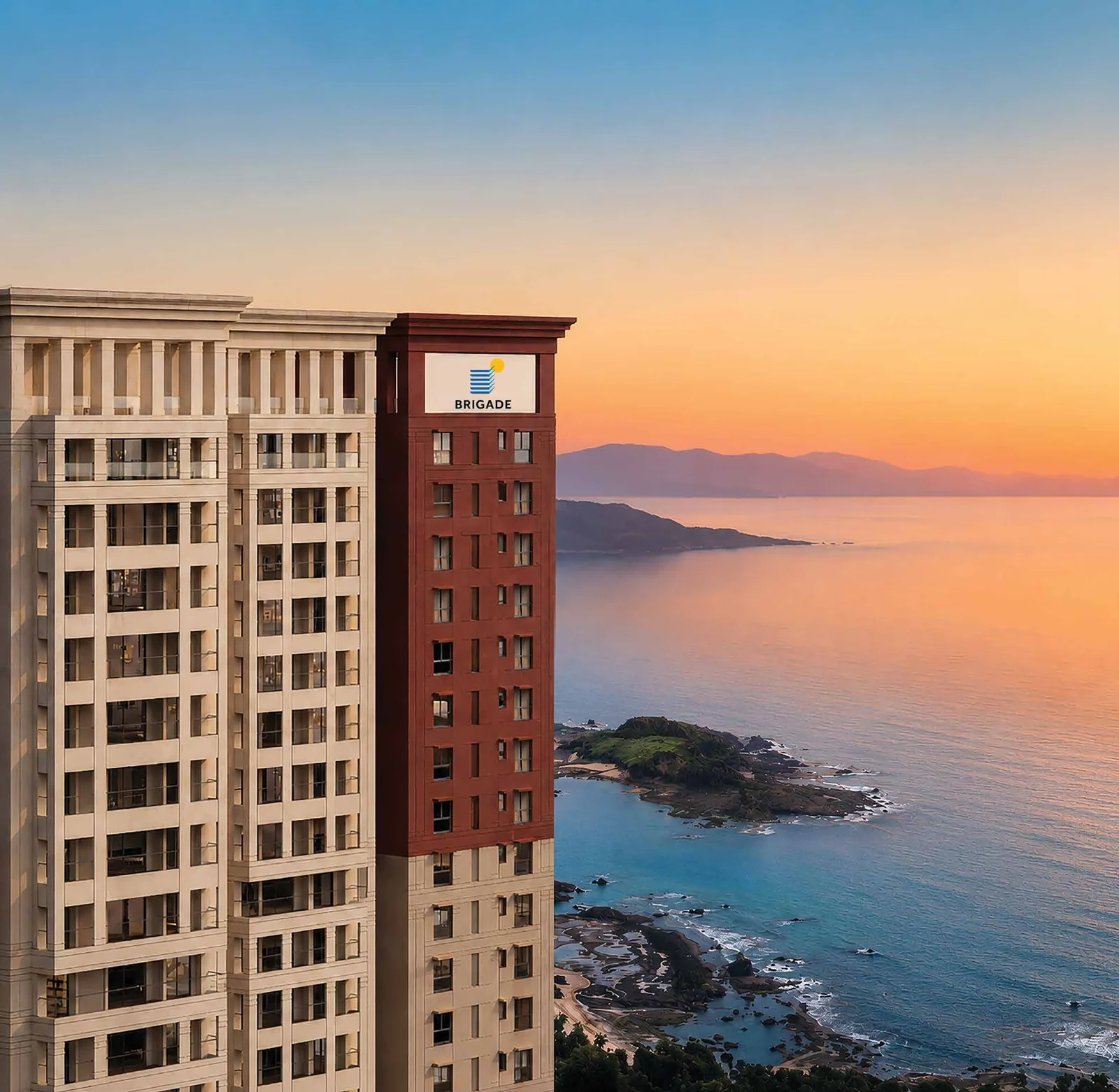 Brigade Barcelona — Spanish-style facade study in terracotta and cream, the design reference for the Barcelona idiom